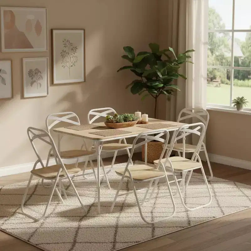 Chaise pliante FurnitureR avec siège en bois MDF et cadre en métal robuste, chaise pliante légère et peu encombrante pour la salle à manger, le patio et les sièges supplémentaires