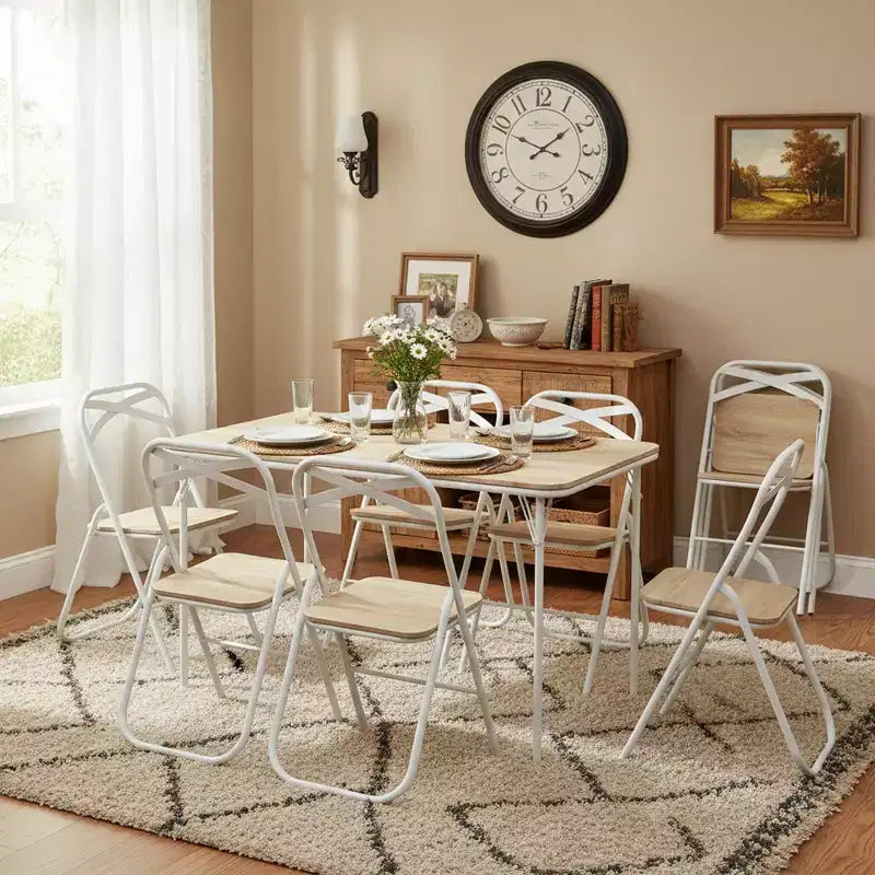Chaise pliante FurnitureR avec siège en bois MDF et cadre en métal robuste, chaise pliante légère et peu encombrante pour la salle à manger, le patio et les sièges supplémentaires