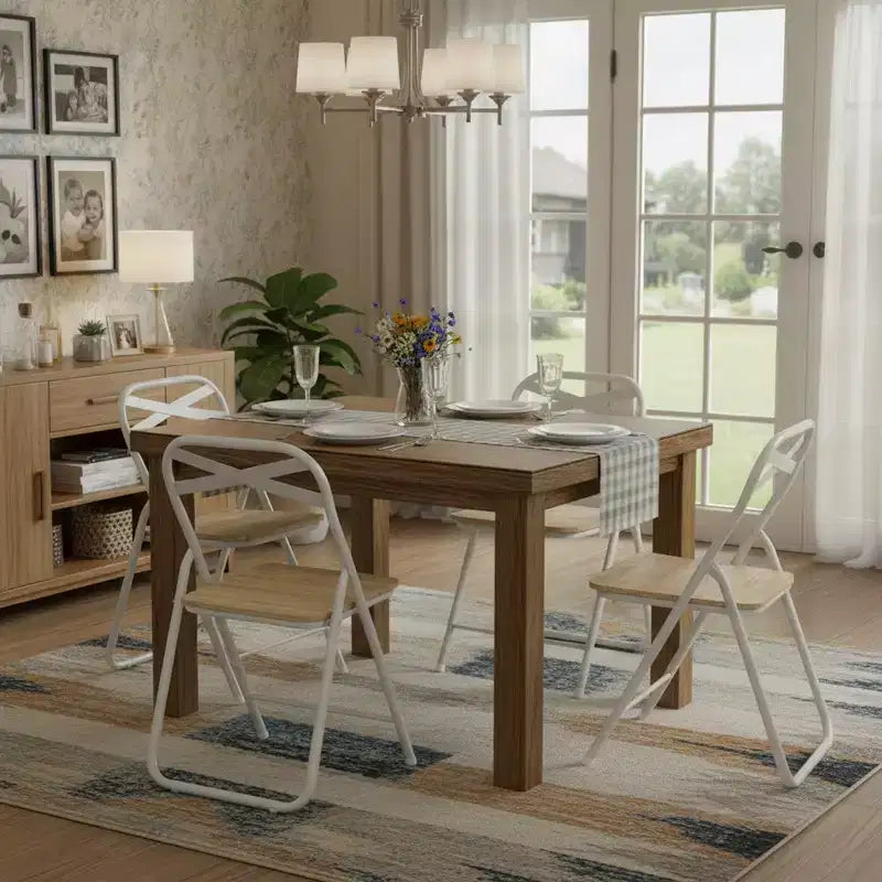 Chaise pliante FurnitureR avec siège en bois MDF et cadre en métal robuste, chaise pliante légère et peu encombrante pour la salle à manger, le patio et les sièges supplémentaires