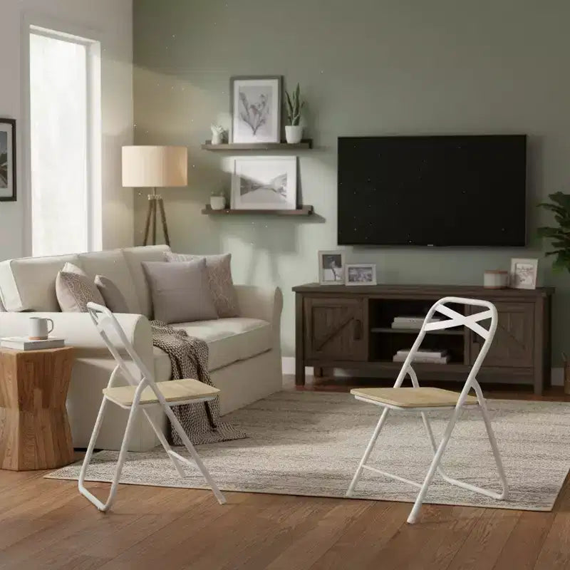 Chaise pliante FurnitureR avec siège en bois MDF et cadre en métal robuste, chaise pliante légère et peu encombrante pour la salle à manger, le patio et les sièges supplémentaires