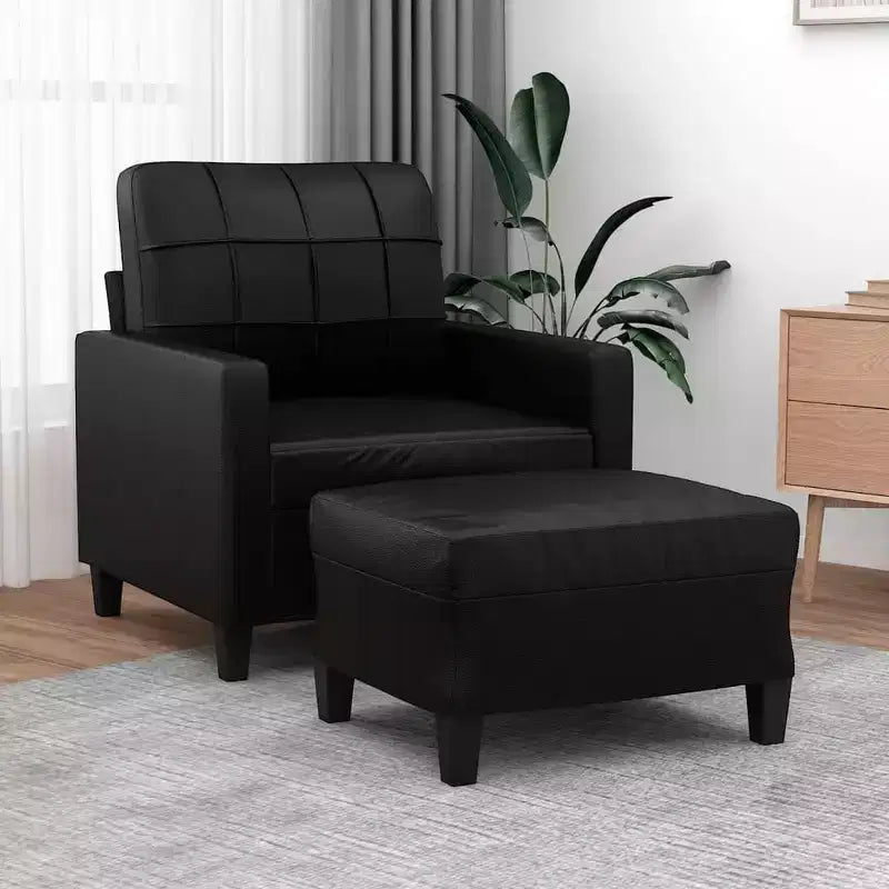 vidaXL Fauteuil avec Repose-pieds Noir 23,6 Similicuir - Noir