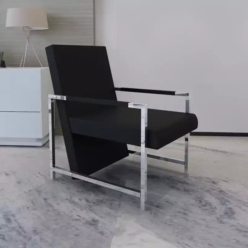 vidaXL Fauteuil cube en similicuir noir