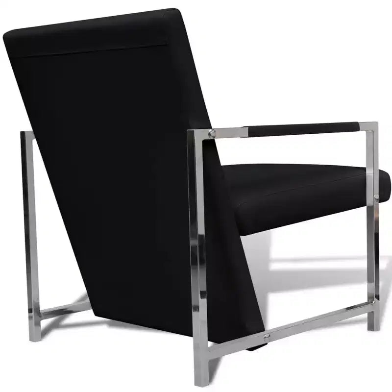 vidaXL Fauteuil cube en similicuir noir