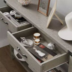 Console 2 étages en MDF avec pieds en bois