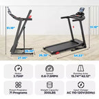Tapis de course pliant d'une capacité de 136 kg avec inclinaison pour la maison, tapis de course portable de 3,75 CV, 64+3+3+1 programmes, machine d'exercice de marche et de course
