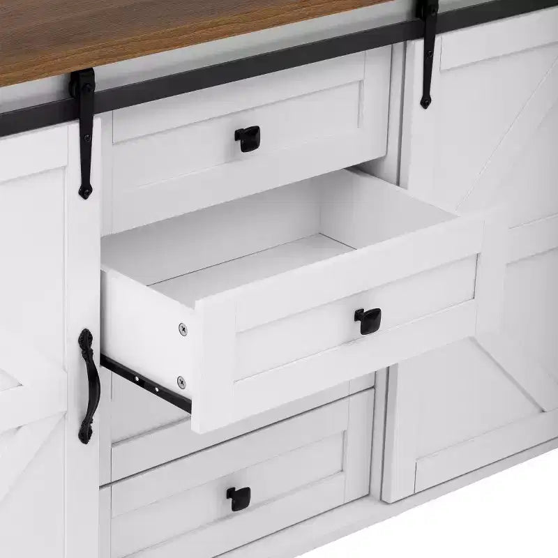 Buffet de ferme 55" avec portes coulissantes, Meuble de rangement pour Salle à manger, Cuisine ou Salon-Panipeachy