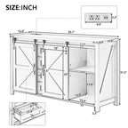 Buffet de ferme 55" avec portes coulissantes, Meuble de rangement pour Salle à manger, Cuisine ou Salon-Panipeachy