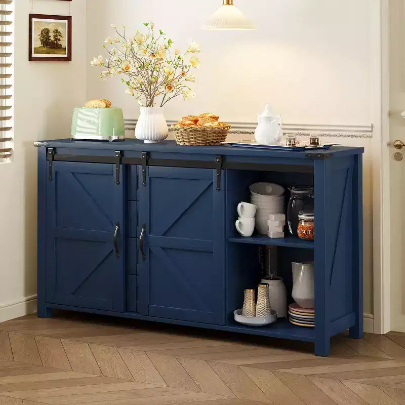 Buffet de ferme 55" avec portes coulissantes, Meuble de rangement pour Salle à manger, Cuisine ou Salon-Panipeachy