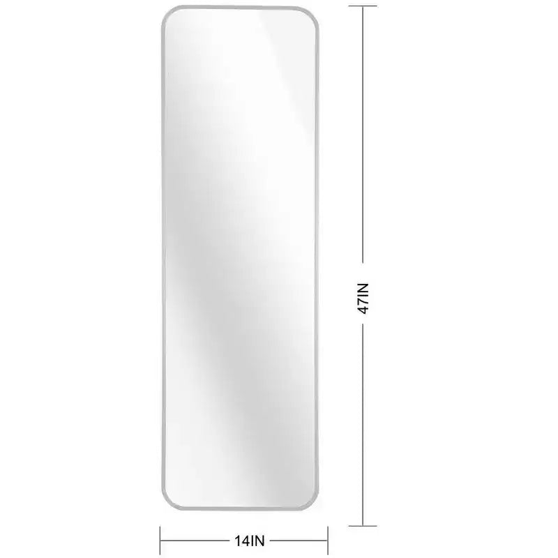 TUYOHW Rectangle Full Length Mirror,47x14'' Wall-Mounted Shatterproof Mirror with Aluminum Frame,Door Mirror Suitable for Modern Home Decor
