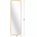 TUYOHW Rectangle Full Length Mirror,47x14'' Wall-Mounted Shatterproof Mirror with Aluminum Frame,Door Mirror Suitable for Modern Home Decor