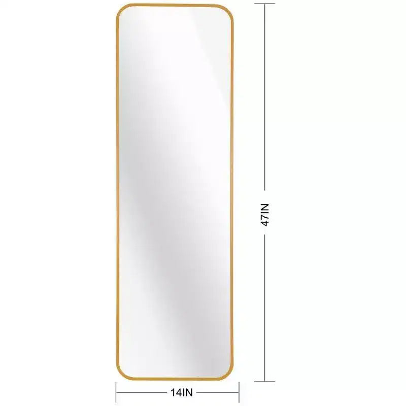 TUYOHW Rectangle Full Length Mirror,47x14'' Wall-Mounted Shatterproof Mirror with Aluminum Frame,Door Mirror Suitable for Modern Home Decor