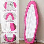 TUYOHW Miroir psyché 63x24 pouces, Cadre ondulé enveloppé de flanelle, sur pied ou mural pour chambre et salon