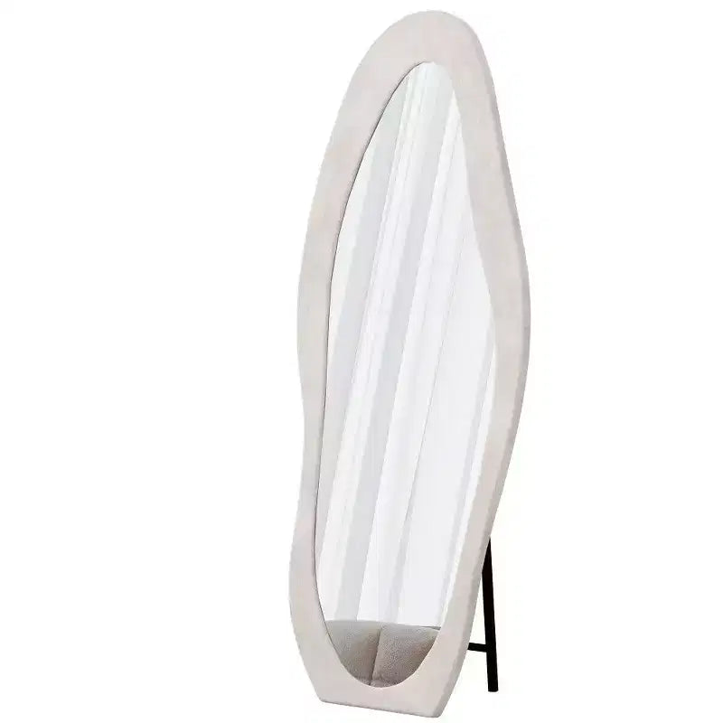 TUYOHW Miroir psyché 63x24 pouces, Cadre ondulé enveloppé de flanelle, sur pied ou mural pour chambre et salon