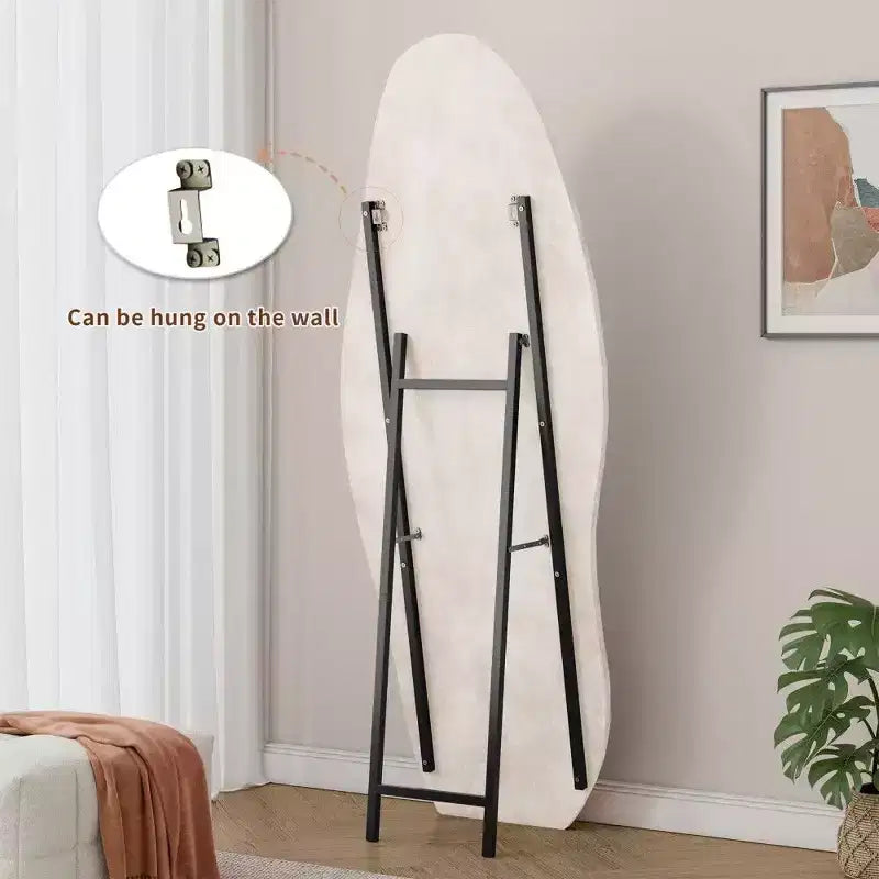 TUYOHW Miroir psyché 63x24 pouces, Cadre ondulé enveloppé de flanelle, sur pied ou mural pour chambre et salon