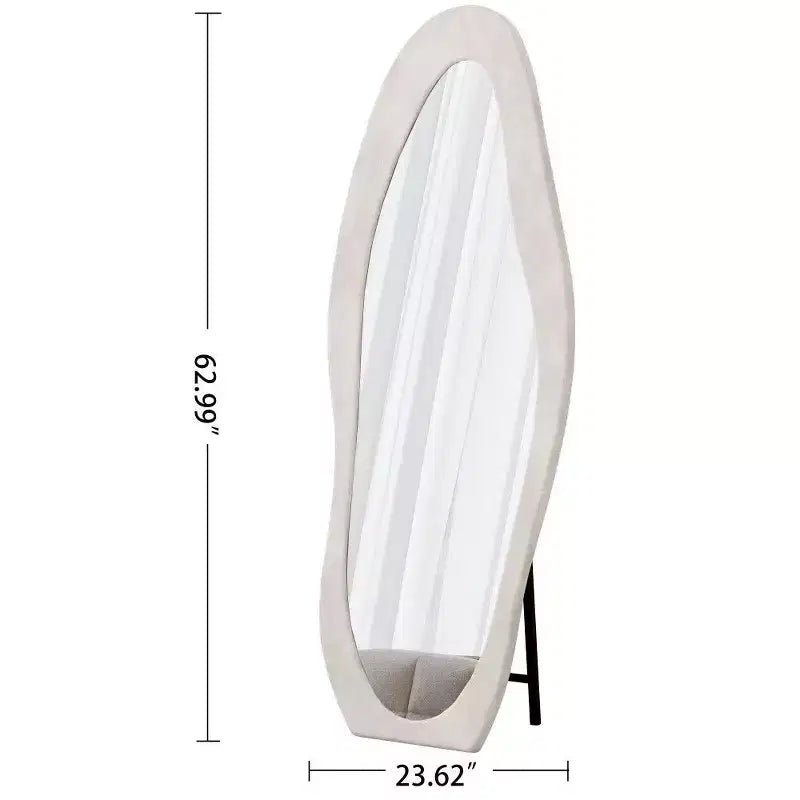 TUYOHW Miroir psyché 63x24 pouces, Cadre ondulé enveloppé de flanelle, sur pied ou mural pour chambre et salon
