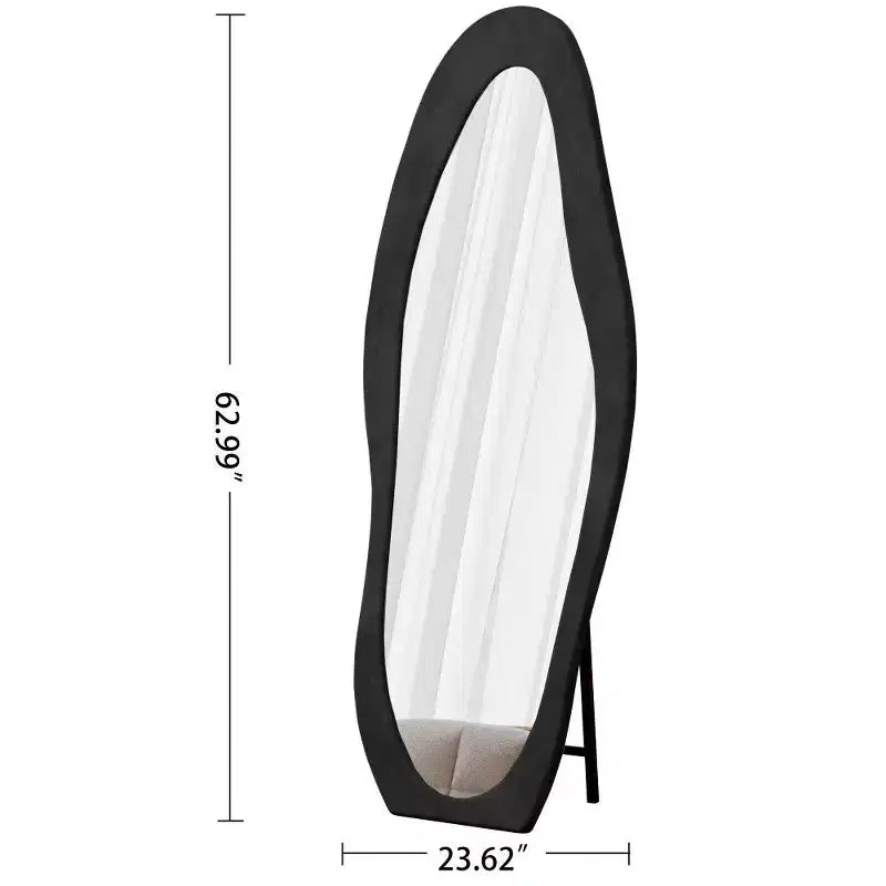 TUYOHW Miroir psyché 63x24 pouces, Cadre ondulé enveloppé de flanelle, sur pied ou mural pour chambre et salon