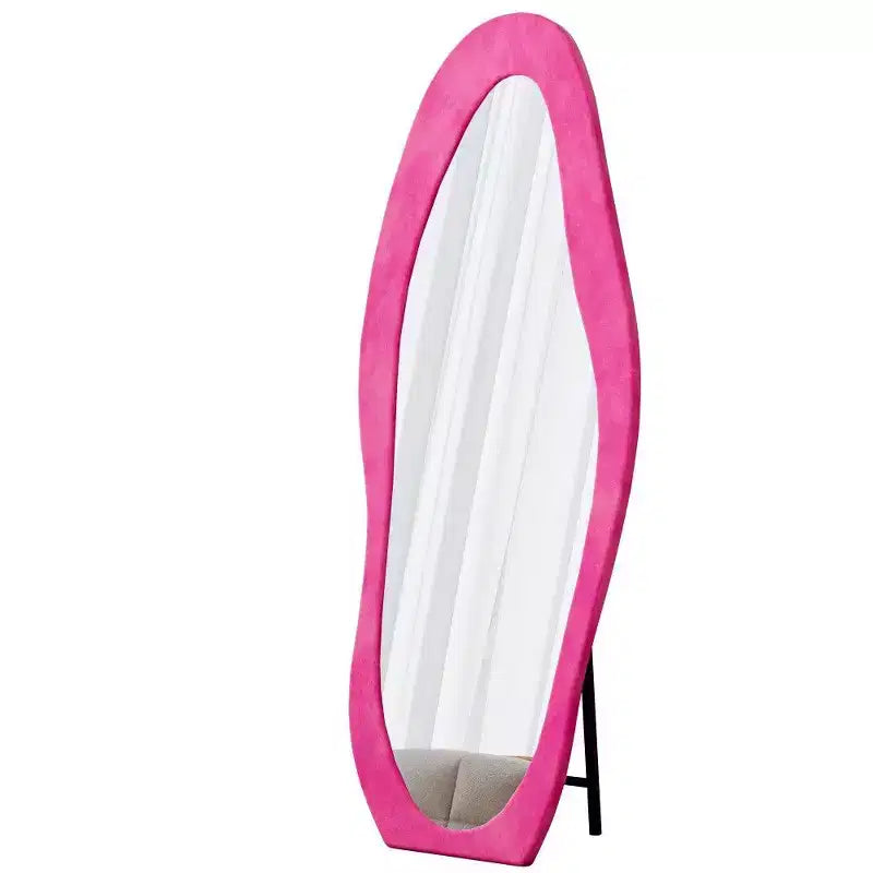 TUYOHW Miroir psyché 63x24 pouces, Cadre ondulé enveloppé de flanelle, sur pied ou mural pour chambre et salon