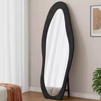 TUYOHW Miroir psyché 63x24 pouces, Cadre ondulé enveloppé de flanelle, sur pied ou mural pour chambre et salon