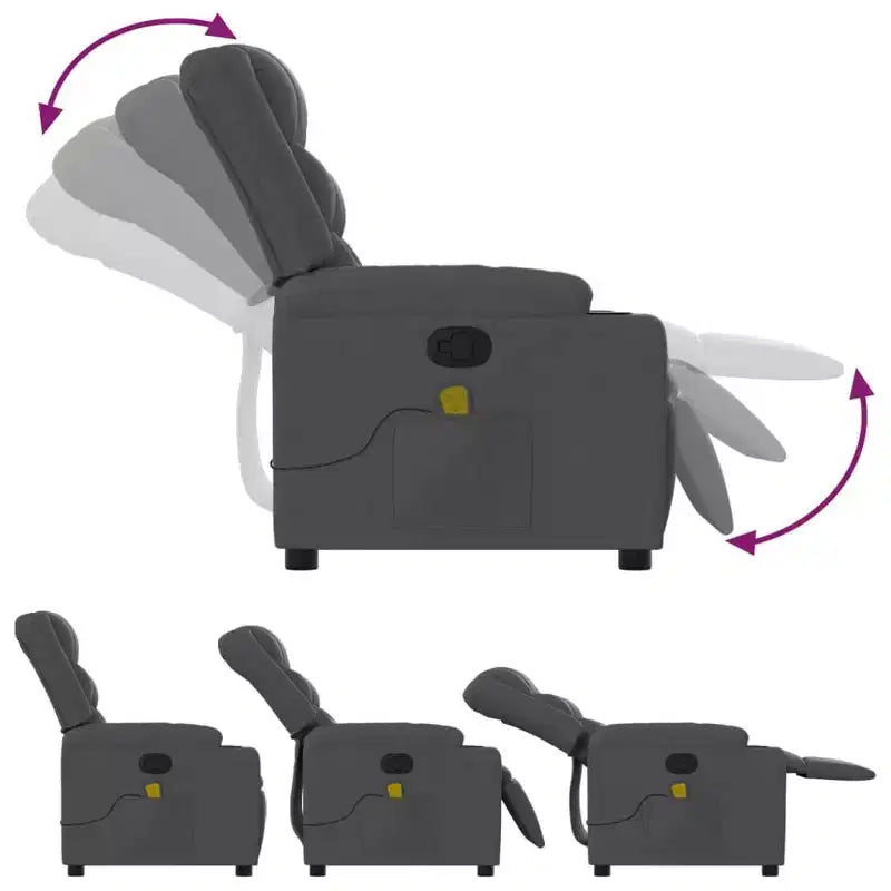 vidaXL Fauteuil inclinable de massage - Gris foncé manuel à dossier rabattable