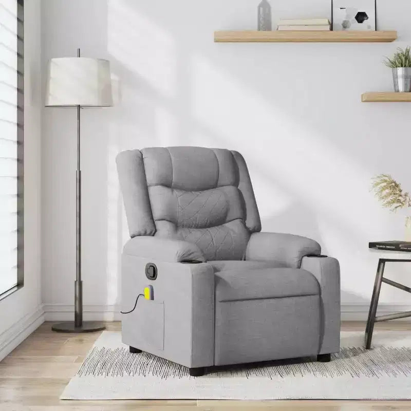 vidaXL Fauteuil inclinable de massage - Gris foncé manuel à dossier rabattable