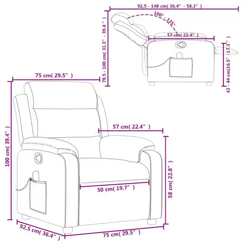 vidaXL Fauteuil inclinable de massage Gris clair Polyester Individuel