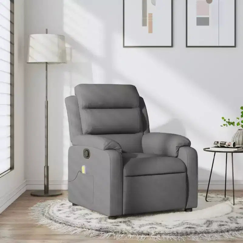 vidaXL Fauteuil inclinable de massage Gris clair Polyester Individuel