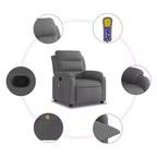 vidaXL Fauteuil inclinable de massage Gris clair Polyester Individuel