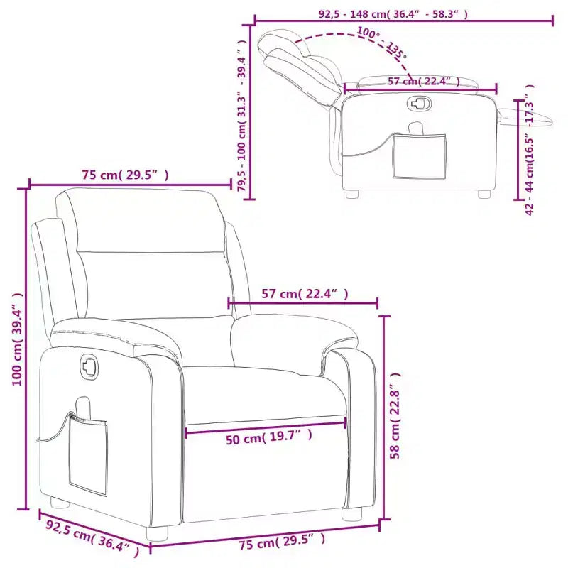 vidaXL Fauteuil inclinable de massage Gris clair Polyester Individuel