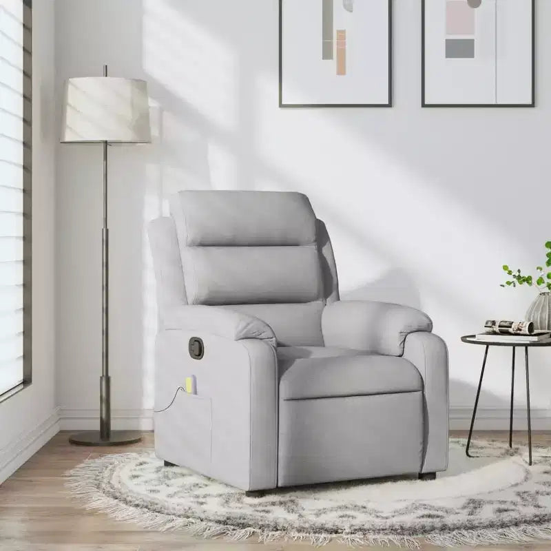 vidaXL Fauteuil inclinable de massage Gris clair Polyester Individuel