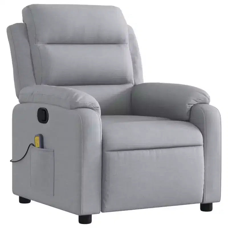 vidaXL Fauteuil inclinable de massage Gris clair Polyester Individuel