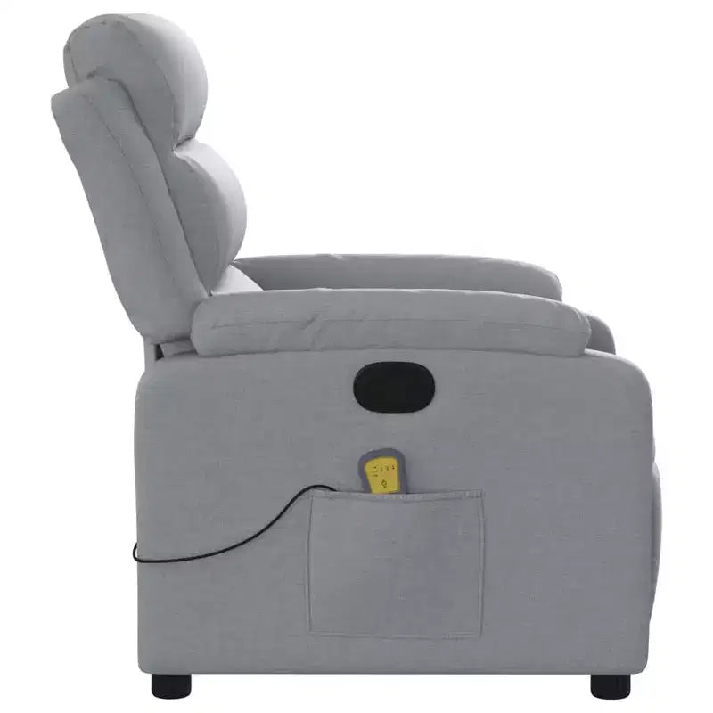 vidaXL Fauteuil inclinable de massage Gris clair Polyester Individuel