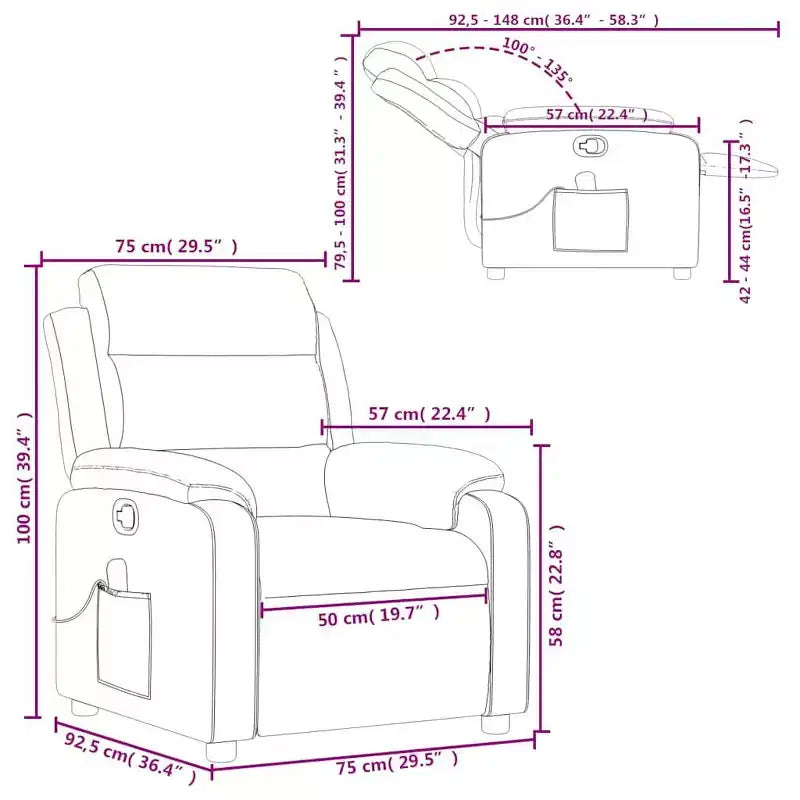 vidaXL Fauteuil inclinable de massage Gris clair Polyester Individuel