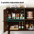Buffet moderne Okak avec 3 portes en rotin, meuble de rangement à 5 pieds, garde-manger de cuisine pour salon, entrée, marron