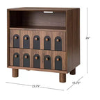 Table de chevet large Mid-Century Modern avec station de recharge, 2 tiroirs et détails arqués, pour chambre ou salon - Panipeachy