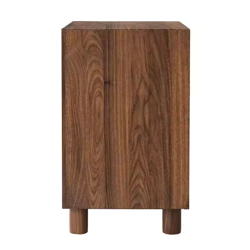 Table de chevet large Mid-Century Modern avec station de recharge, 2 tiroirs et détails arqués, pour chambre ou salon - Panipeachy
