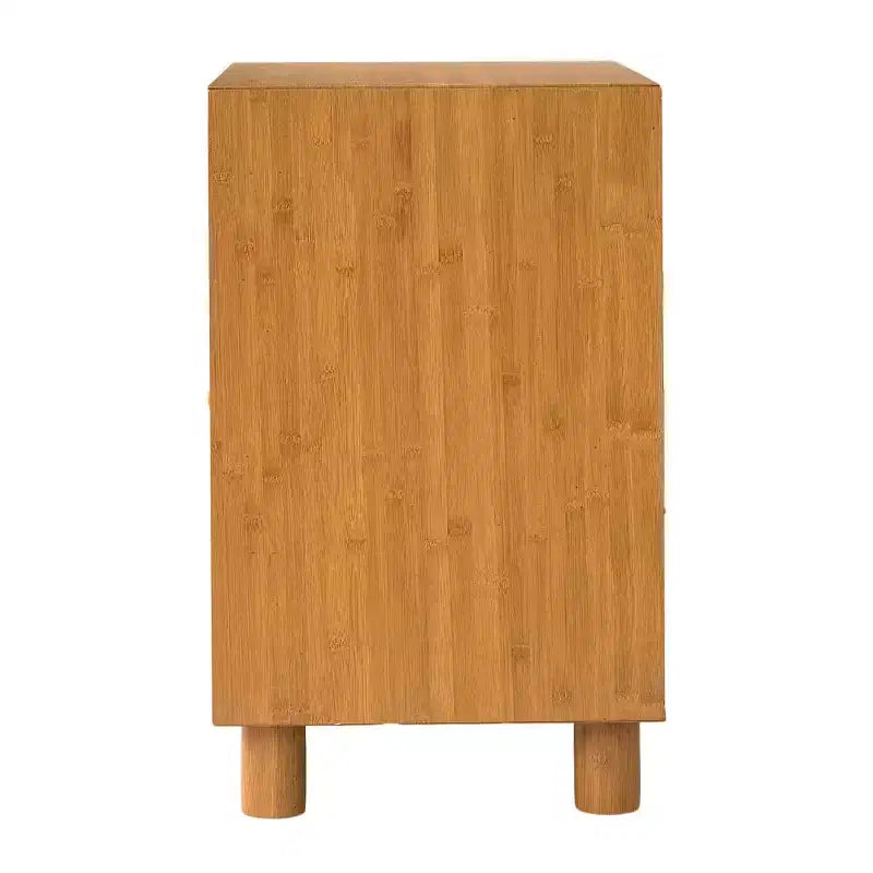 Table de chevet large Mid-Century Modern avec station de recharge, 2 tiroirs et détails arqués, pour chambre ou salon - Panipeachy