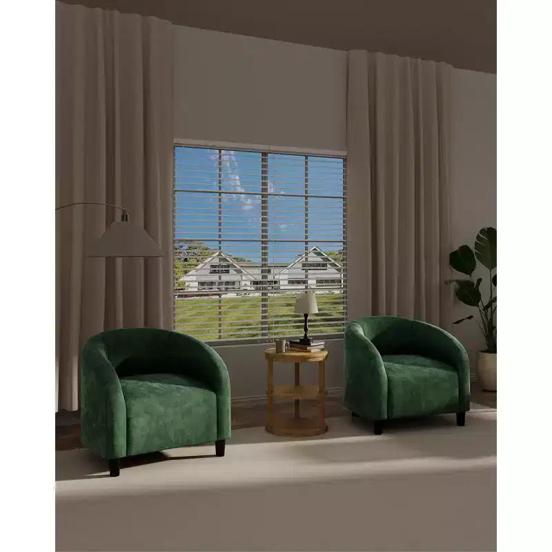 Ensemble de 2 fauteuils d'appoint pour salon, fauteuil club de style tonneau avec siège rembourré doux et pieds robustes pour chambre à coucher, salle d'attente, chaises de réception
