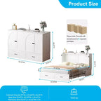 Lit escamotable Queen Size Mjkone avec rangement et recharge, matelas en option