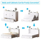 Lit escamotable Queen Size Mjkone avec rangement et recharge, matelas en option