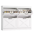 Garvee Shoe Storage Cabinet with 4 Flip Drawers, Shoe Storage Organizer Cabinet, Freestanding Wood Shoe Rack Cabinet for Entryway, Hallway, Foyer