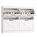 Garvee Shoe Storage Cabinet with 4 Flip Drawers, Shoe Storage Organizer Cabinet, Freestanding Wood Shoe Rack Cabinet for Entryway, Hallway, Foyer