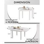 Table à Manger Extensible 80-160 cm avec Cadre à Lattes en Aluminium, 4-6 Personnes, Rectangulaire, pour Véranda