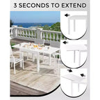Table à Manger Extensible 80-160 cm avec Cadre à Lattes en Aluminium, 4-6 Personnes, Rectangulaire, pour Véranda