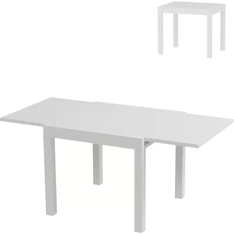 Table à Manger Extensible 80-160 cm avec Cadre à Lattes en Aluminium, 4-6 Personnes, Rectangulaire, pour Véranda
