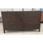 Commode en bois à 6 tiroirs, 120 cm de large avec poignées métalliques, Organiseur de rangement pour chambre ou salon