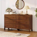 Commode en bois à 6 tiroirs, 120 cm de large avec poignées métalliques, Organiseur de rangement pour chambre ou salon
