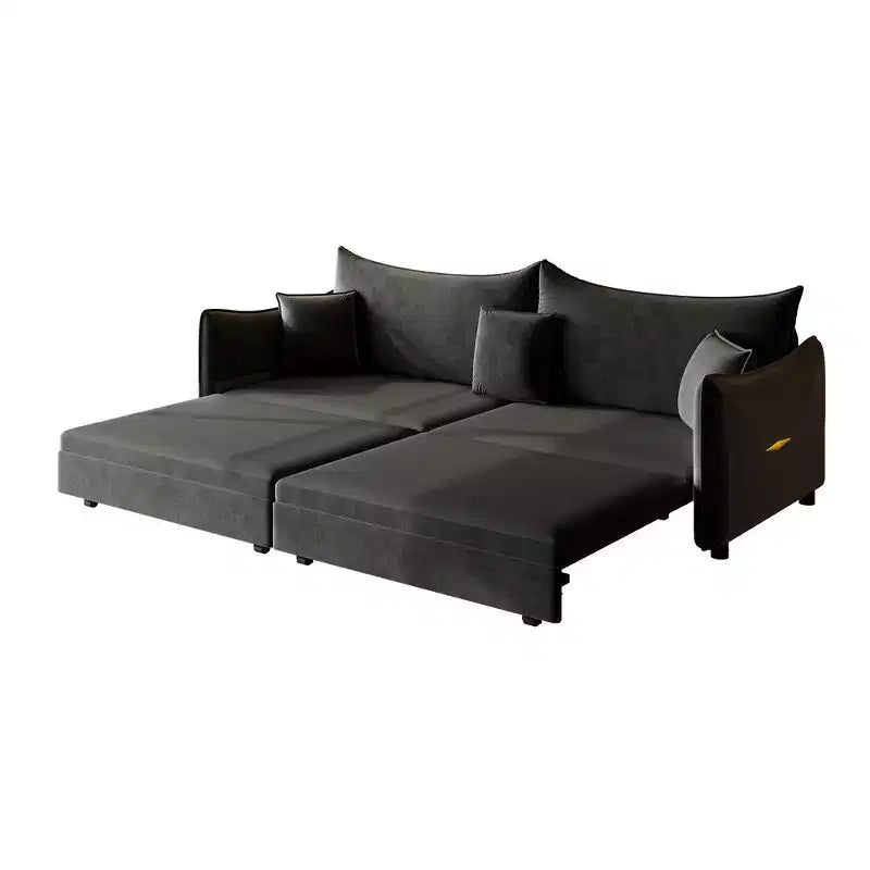 Canapé 3 places moderne en velours Whisen 81.9, Canapé-lit escamotable King Size, Canapé-lit convertible 3-en-1 avec 3 oreillers