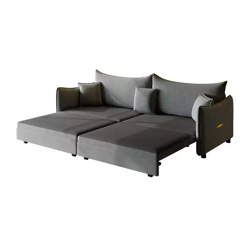 Canapé 3 places moderne en velours Whisen 81.9, Canapé-lit escamotable King Size, Canapé-lit convertible 3-en-1 avec 3 oreillers