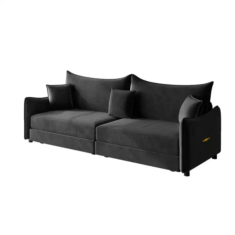 Canapé 3 places moderne en velours Whisen 81.9, Canapé-lit escamotable King Size, Canapé-lit convertible 3-en-1 avec 3 oreillers