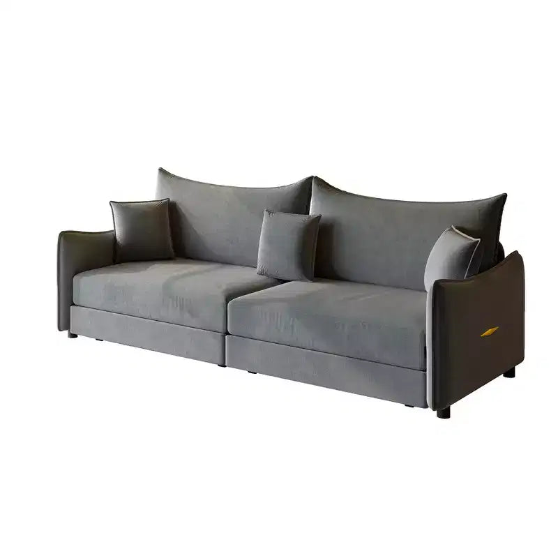 Canapé 3 places moderne en velours Whisen 81.9, Canapé-lit escamotable King Size, Canapé-lit convertible 3-en-1 avec 3 oreillers